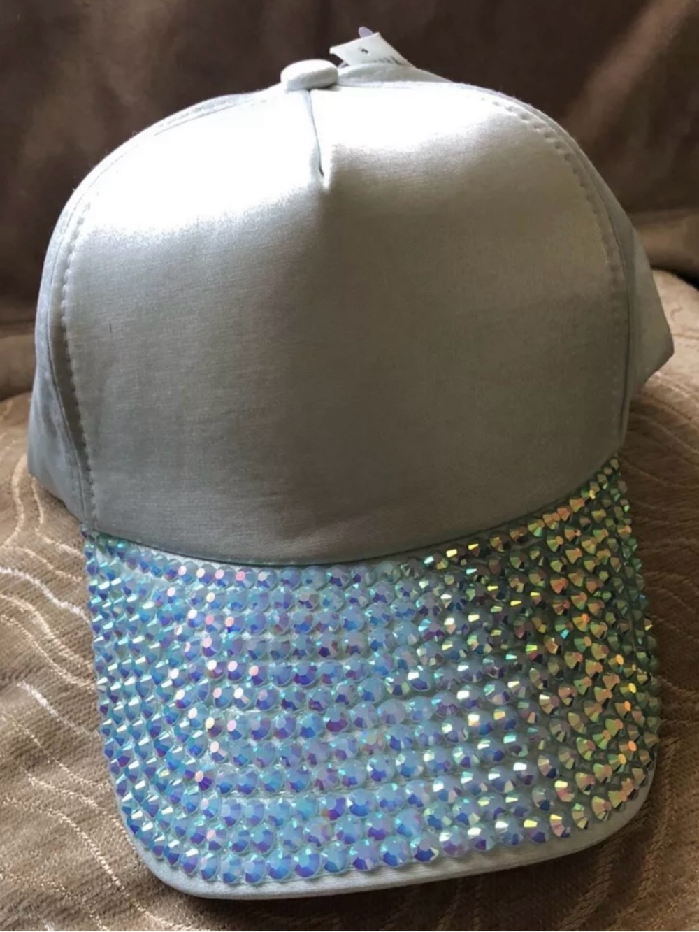Crystal-Embellished Light Blue Baseball Cap - Women Accessories New
